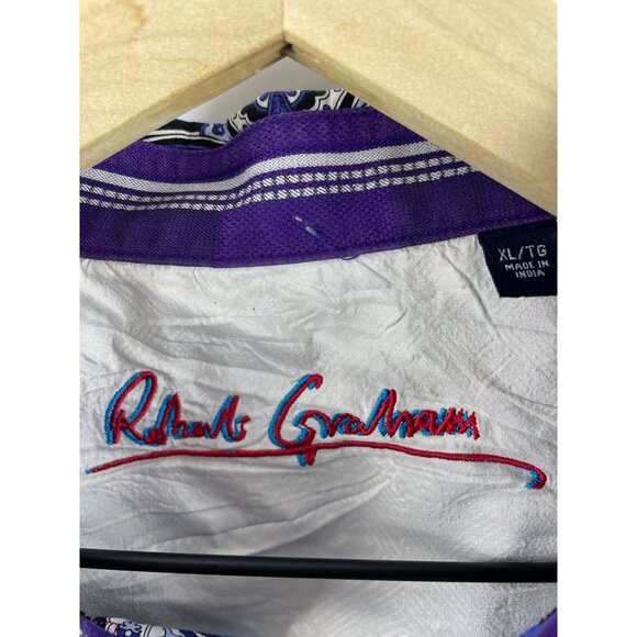 Robert Graham Men's XL Paisley Button Down Embroidered Flip Cuff Dress Shirt - Picture 7 of 15